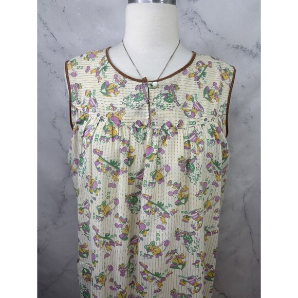 VTG 60s kitsch Novelty House Dress L Homemade Motif mumu Anthropomorphic 1966 - Picture 5 of 16